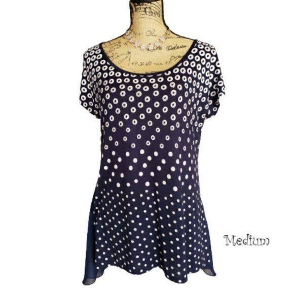 Women's Blouse Lightweight Loose Fit Embellished Hi Lo Bling Top Medium NWOT